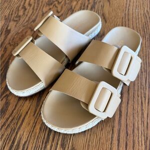Kaanas Espadrille Slide Sandal, Natural